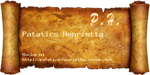 Patatics Henrietta névjegykártya